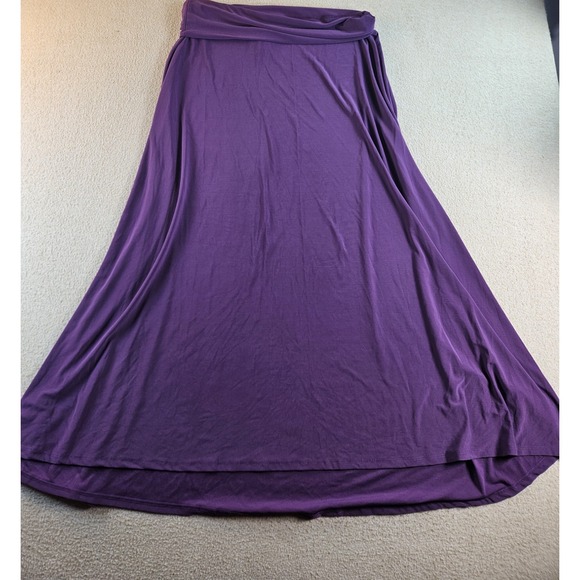 LuLaRoe Dresses & Skirts - LuLaRoe Women's Maxi Skirt XL Purple Solid Stretch Foldover Waist